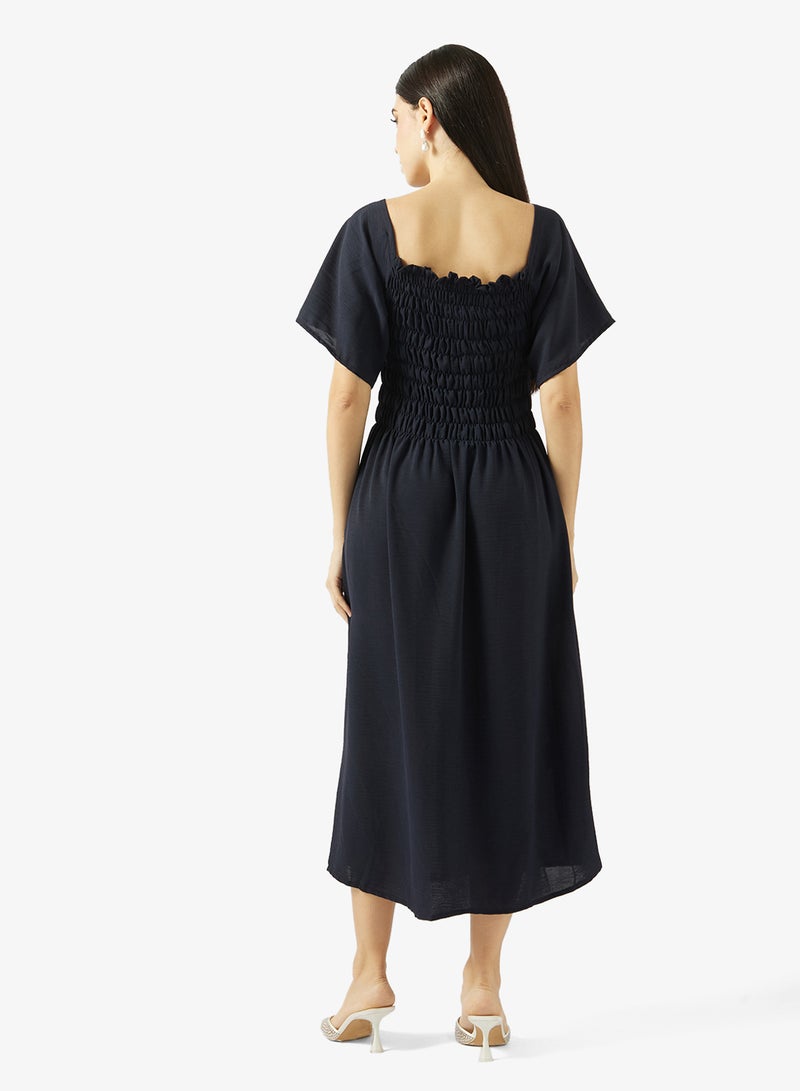 hayas closet Ruched Waist Square Neck Under Abaya Dress - Image 2